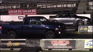 Cummins Turbo Diesel Beats Nissan GTR at 603 Diesels  14 Mile Drag Race [upl. by Henryk488]