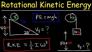 Rotational Kinetic Energy and Moment of Inertia Examples amp Physics Problems [upl. by Ltsyrk]