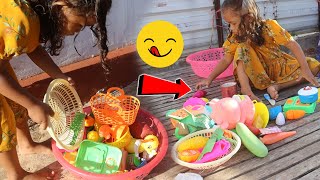 OunFa Pick other her toys piglets vegetables toys Small cars [upl. by Eidob794]