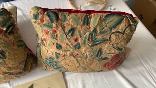 Sunday Antique Crewel Work Collection Video 5  The third cushion [upl. by Sahcnip]