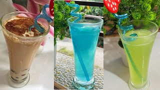 কলিজা ঠান্ডা করা ৩ টি ড্রিংক্স😍 Boba drinksLemon juice Blue juice 🍸pulse juice [upl. by Baron]