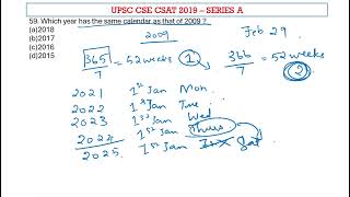 UPSC CSE Prelims  CSAT 2019 Q59Which year has aptitude upscaptitude upsccsat [upl. by Htiderem]