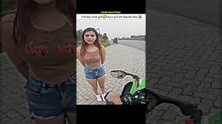 Cute girl Reaction amp Flirting Rapido Boy🥰superbike shorts bike rider cutegirl rapido flirting [upl. by Halyak]