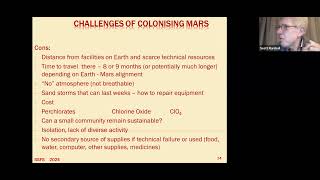 quotChallenges of Colonising Marsquot  October 2024 [upl. by Walczak386]