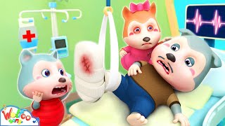 Daddy Has a Broken Leg  Family Boo Boo Song  More Nursery Rhymes  Wolfoo Kids Songs [upl. by Alemak]