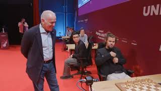 Magnus is late again and Garry Kasparov plays his first move [upl. by Etan453]