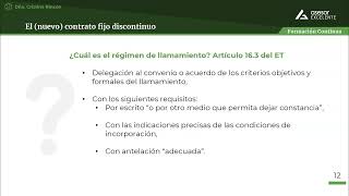 Curso sobre la nueva realidad de los contratos de trabajo El contrato fijo discontinuo [upl. by Ahsuatal]