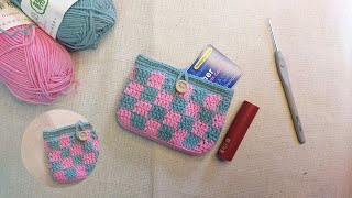 Crochet Checkered Wallet  Card Holder  ENG CC [upl. by Babb924]