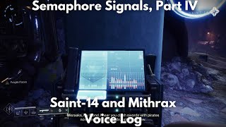 Semaphore Signals Part IV Voice Log 4K  Destiny 2 Season of Plunder [upl. by Laurel]