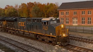 CSX 3375 leads PSR consist past old Baltimore amp Ohio roundhouse with mid DPU [upl. by Soilisav]