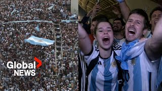 World Cup 2022 Argentina fans celebrate after 30 semifinal win against Croatia [upl. by Tteirrah]