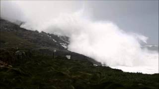 Waves hit Sennen Cove Cornwall during storm Hercules [upl. by Hajin]