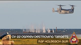 DIRECT HIT AWESOME TARGET FOOTAGE CV22 OSPREY FIRING 50 CAL BULLETS HOLBEACH AIR WEAPONS RANGE [upl. by Erialc]