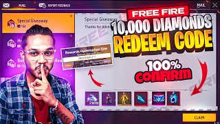 10000 Diamonds Free Fire Redeem Code 🥳 [upl. by Arateehc]