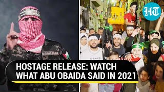 Hamas Abu Obaidas 2021 Speech Shared By Palestinians Amid Release Of Hostages Prisoners  Israel [upl. by Alleynad]