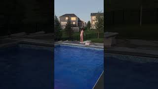 Nailed her back flip into the pool diving olympics futureolympian pooltime kids nailedit [upl. by Suolhcin]