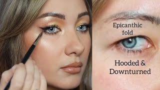 EYELINER TUTORIAL FOR HOODED DOWNTURNED amp EPICANTHIC FOLD ✔️hoodedeyes makeuptutorialforbeginners [upl. by Toft]