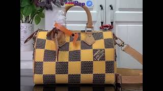 Louis Vuitton Speedy 25 Bandouliere Damier Pop N40585 Yellow [upl. by Ardnod]