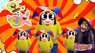 Dance Pomni So Funny With 🟡 Spongebob 🔴 Patrick 🟣 Zombie ChaCha  Parody Dance Billions Shocked [upl. by Gerik]