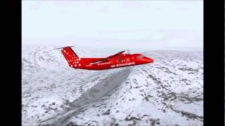 FS2004 GL232 DHC6202 from Sisimiut BGSS to Kangerlussuaq BGSF [upl. by Vish]