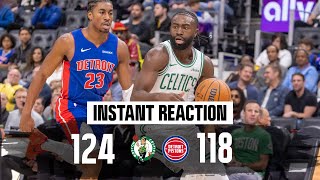 INSTANT REACTION Celtics hold off Pistons in 4th improve to 30 [upl. by Hardy603]