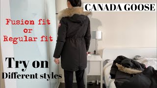 Canada goose try on  Choose fusion or regular fit  different styles [upl. by Okihcas437]