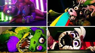 FNAF Security Breach ALL Animatronics DESTRUCTIONS FIVE NIGHTS AT FREDDYS SECURITY BREACH [upl. by Netsuj]