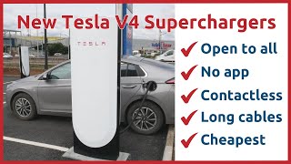 Worlds first Tesla V4 Supercharger using contactless payments opened in the UK in Aug 2023 [upl. by Jaylene560]