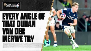 UNSEEN FOOTAGE 📺  The greatest Scotland try ever  Duhan van der Merwe [upl. by Rockey]