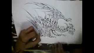 Speed Drawing Monstrous Nightmare Dragons Riders of Berk [upl. by Emad]