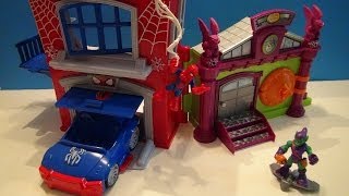 SPIDERMAN SUPER HERO ADVENTURES MARVEL PLAYSET CRIME FIGHTIN HEADQUARTERS DISNEY TOY VIDEO [upl. by Davina172]