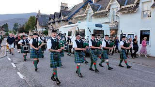 Ballater Pipe Band play Castle Dangerous on the march on eve of 2024 Braemar Gathering in Scotland [upl. by Josh]