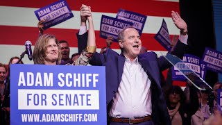 Schiff projected winner of California Senate seat Trump holds watch party [upl. by Llekim]