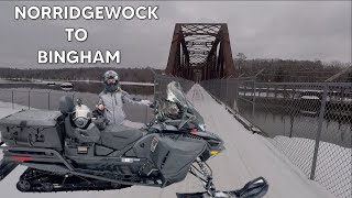 Maine Snowmobiling 2024 Railroad bed trail from Norridgewock to Bingham Skidoo Expedition [upl. by Rawley]