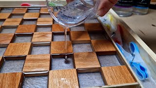 The Best Projects Floating Chess of Oak and Epoxy Resin with LED [upl. by Anawad]