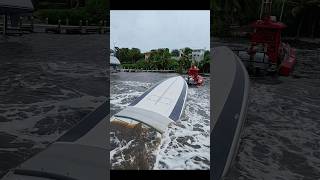 Sunk NorTech Cigarette Style Boat Sunk At The Dock After Hurricane Salvage Recovery boatus [upl. by Groot]