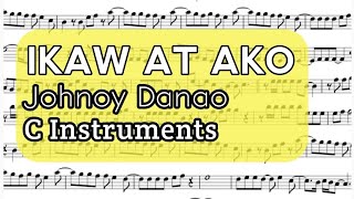 IKAW AT AKO Lower Key Flute Violin Sheet Music Backing Track Play Along Partitura [upl. by Einnoj621]