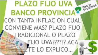 QUE CONVIENE MAS PLAZO FIJO UVA O TRADICIONAL Como hacerlo desde BIP MOVIL BANCO PROVINCIA [upl. by Allerim]