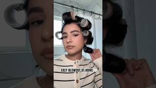 Velcro hair rollers  Easy bouncy curls blowout at home blowout hair hairstyle hairtutorial [upl. by Nilerual497]