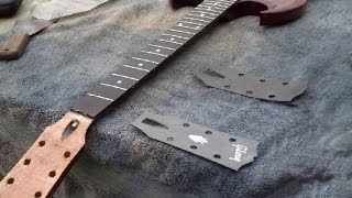 Gibson headstock veneer overlay removal [upl. by Eeraj]