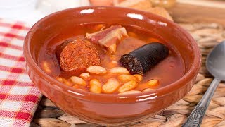 Alubias Blancas con Chorizo Morcilla y Panceta  Receta Fácil en Olla Rápida [upl. by Jasik]