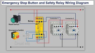 Emergency Stop Button and Safety relay wiring diagramCircuitInfo [upl. by Ailyt]