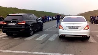 Bmw X5 M 50D vs Mercedes 63 AMG dragracing [upl. by Eentruoc987]