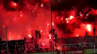 Aris Saloniki Super 3 pyroshow against PAOK Saloniki 16032014 [upl. by Koenig911]