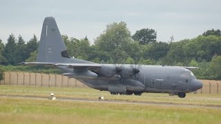 Lockheed Martin MC130J Hercules Commando II US Air Force USAF departure at RIAT 2015 AirShow [upl. by Ailahk806]