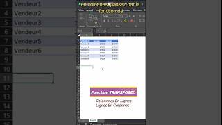 Fonction Transpose Sous Excel Ou Inverser Le Sens dUn Tableau [upl. by Udele]