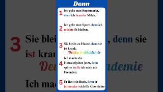 Deutsch A2  Hauptsatz  Denn   Grammatik A2 [upl. by Willock]