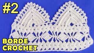 Borde 2 tejido a crochet fácil de hacer en punto triángulos en relieves [upl. by Yregram]