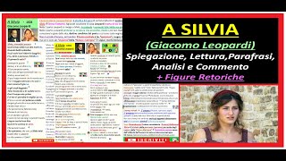 ✅ A SILVIA  Leopardi Lettura Parafrasi Spiegazione Analisi Commento  figure Retoriche [upl. by Sitelc]