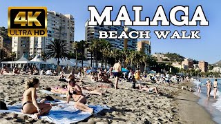 MALAGA Spain hot summer in La Malagueta Beach  Costa Del Sol Andalusia 4k [upl. by Adidnac41]